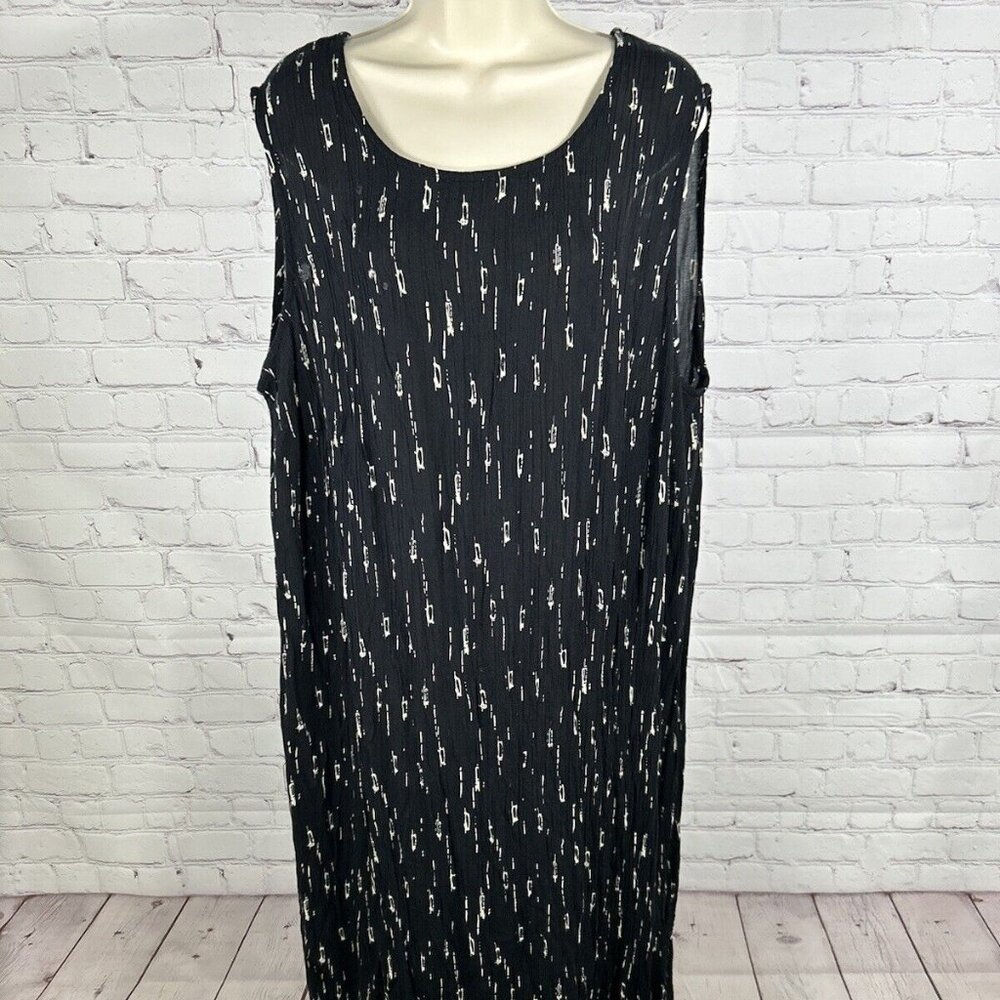 VTG Olivia Rose Black White Textured Wide Strap Pullover Shift Dress 24